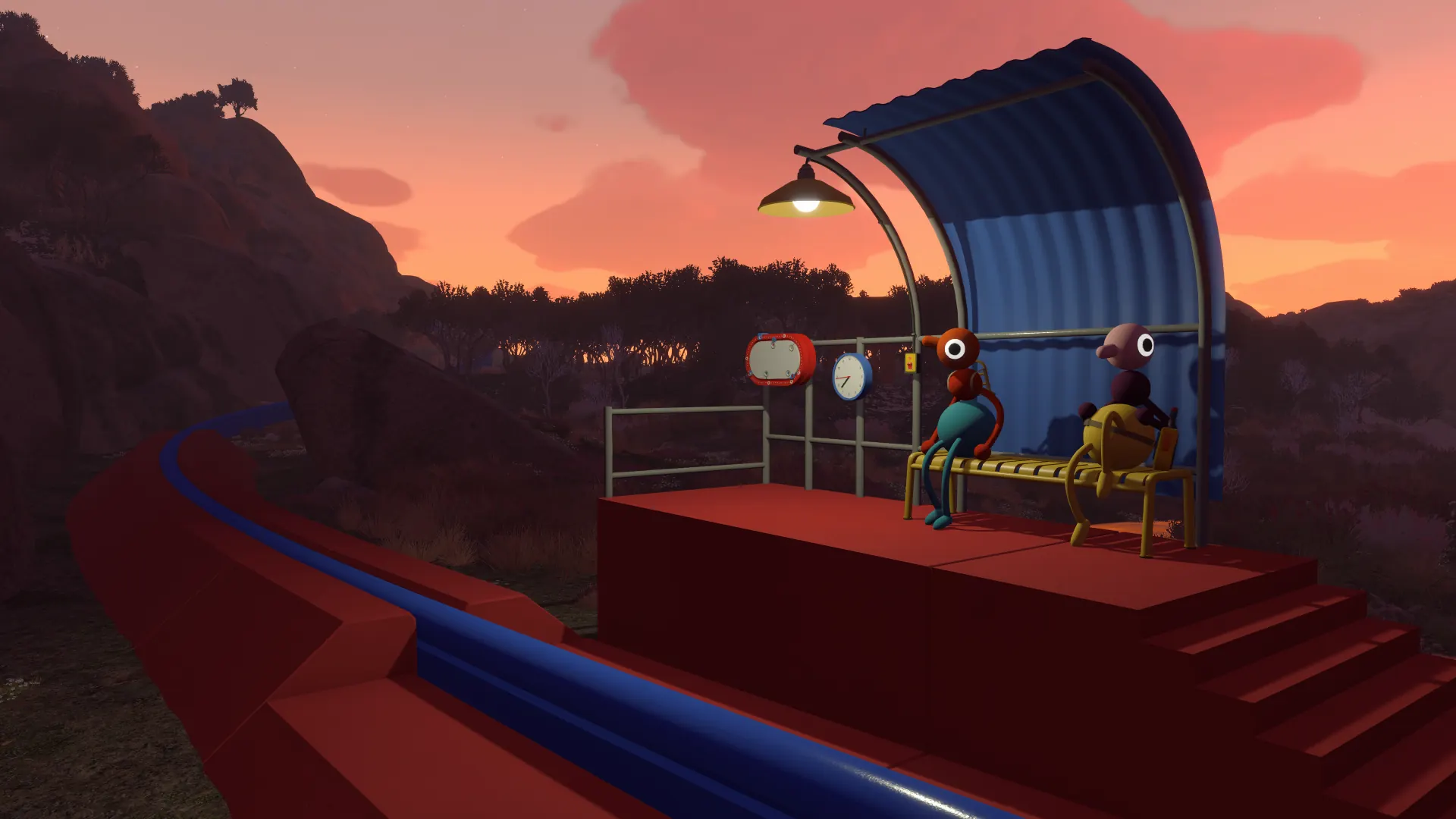 A train platform at sunset in Big Walk
