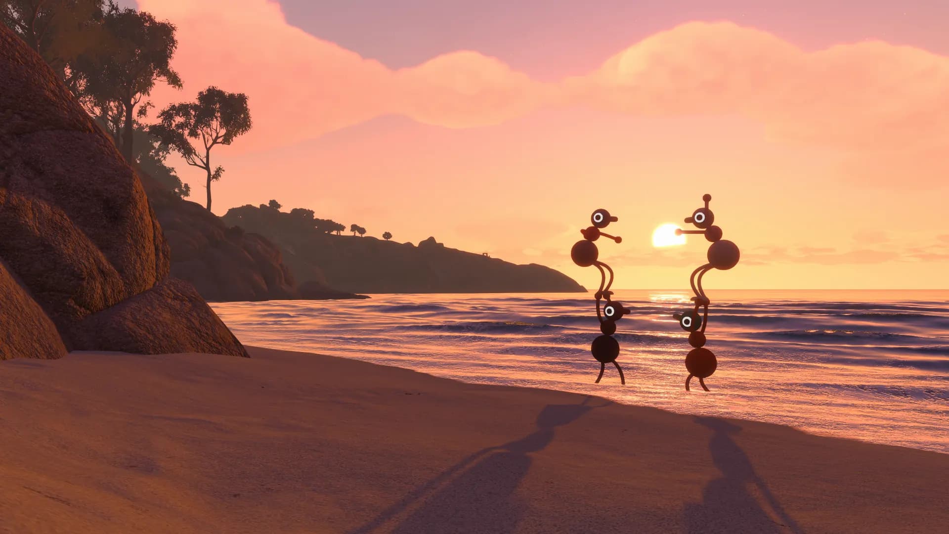A group of Big Walk players at sunset
